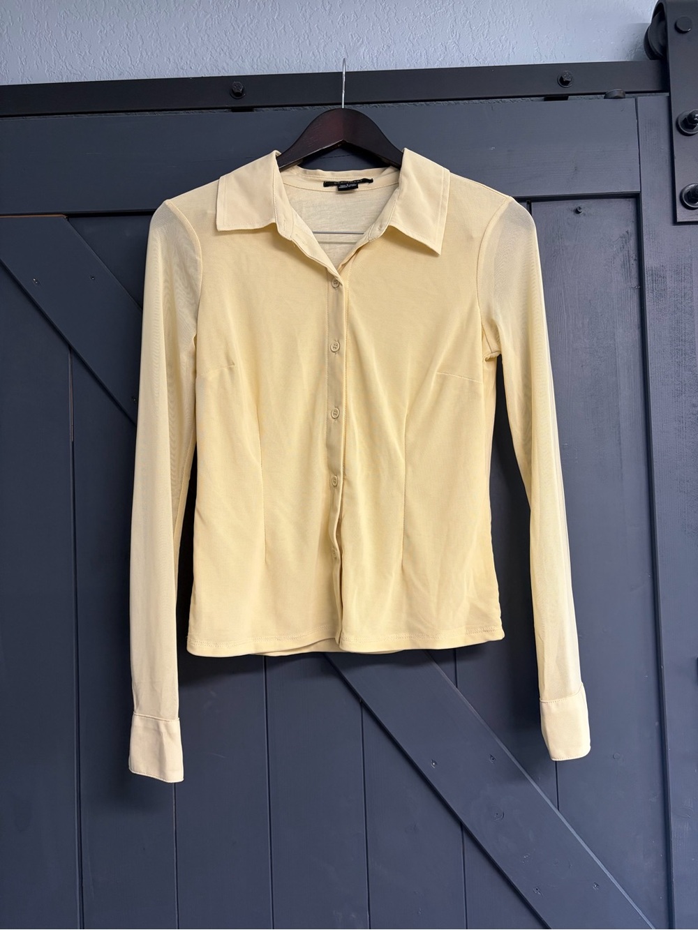 Sanctuary Pale Yellow Button-Front Shirt